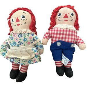 Raggedy Ann & Andy Vintage 6" Dolls Set Knickerbocker Cotton Plush Collectibles